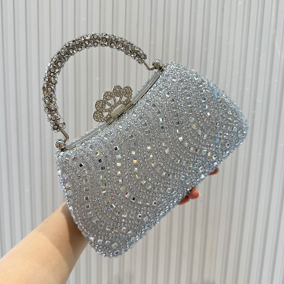 Cross-border buckle diamond-encrusted dinner bag, European and American high-end banquet bag, women's celebrity handbag, shoulder light luxury chain bag