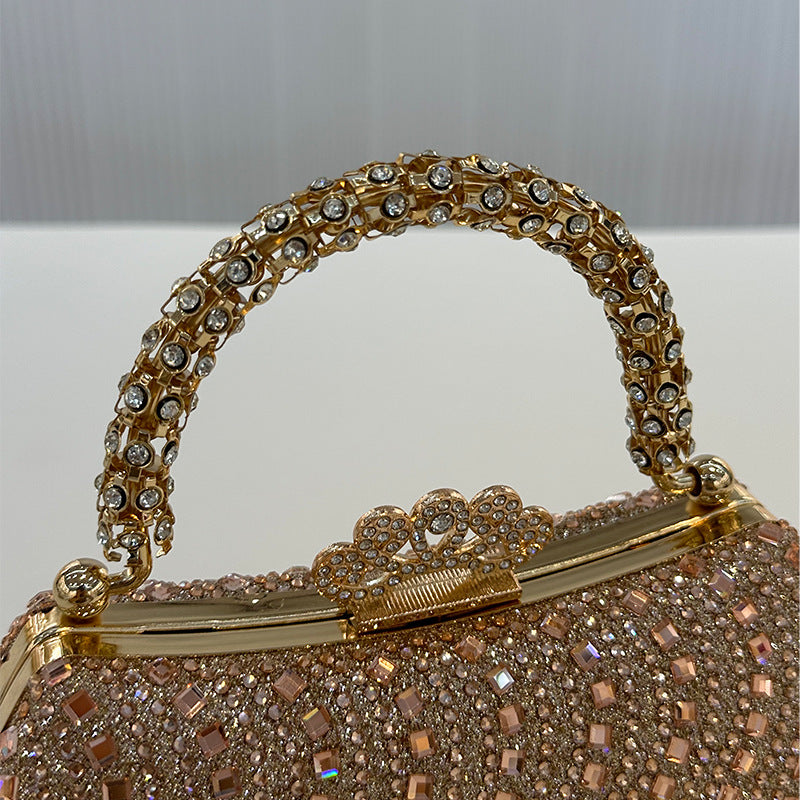 Cross-border buckle diamond-encrusted dinner bag, European and American high-end banquet bag, women's celebrity handbag, shoulder light luxury chain bag