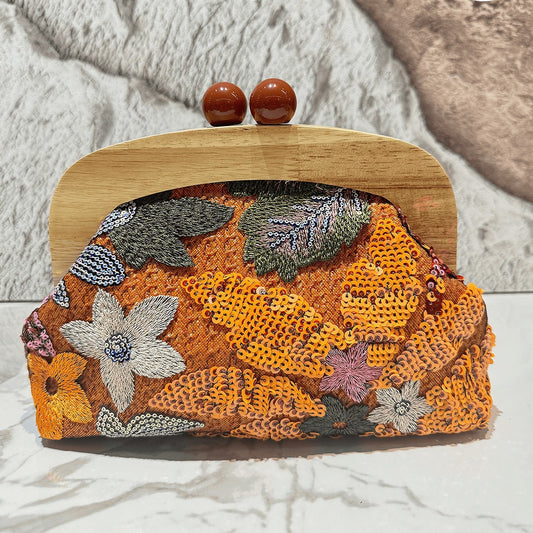 New cross-border hot diamond dinner bag spring and summer high-end large-capacity armpit bag hand-embroidered sequins hand-held straw bag