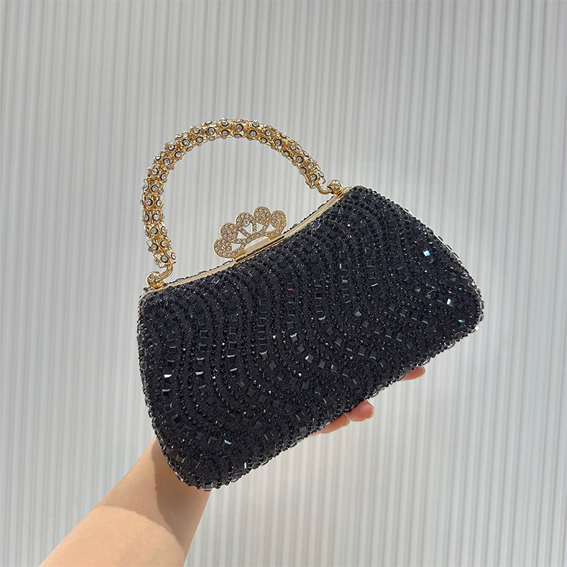 Cross-border buckle diamond-encrusted dinner bag, European and American high-end banquet bag, women's celebrity handbag, shoulder light luxury chain bag