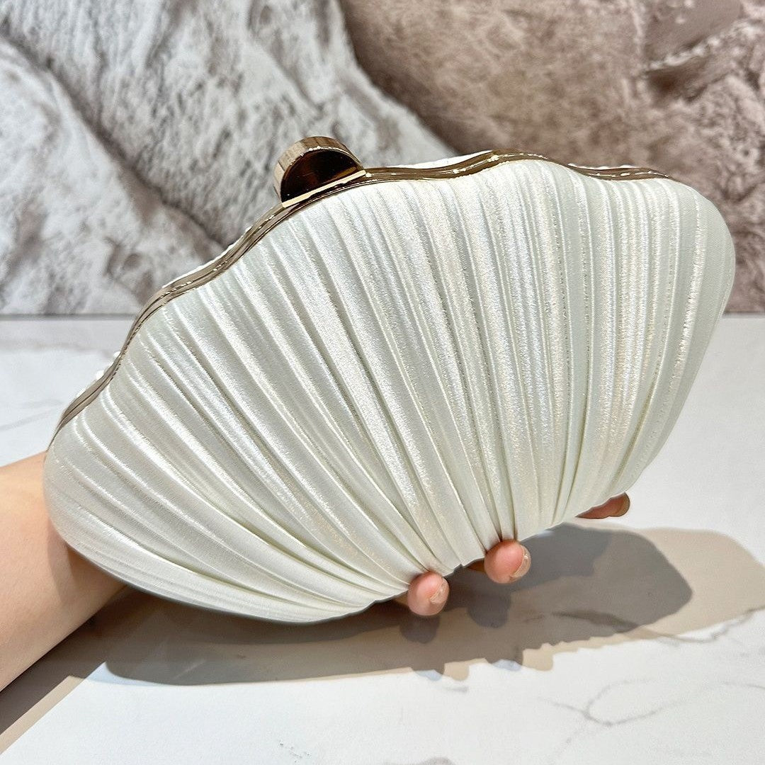 Cross-border trendy shell dinner bag pleated clutch bag temperament versatile women's handbag bridal bag dress bag