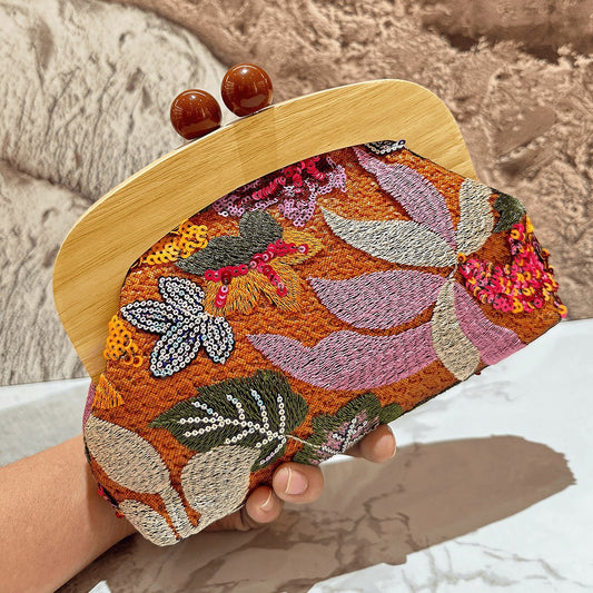 New cross-border hot diamond dinner bag spring and summer high-end large-capacity armpit bag hand-embroidered sequins hand-held straw bag