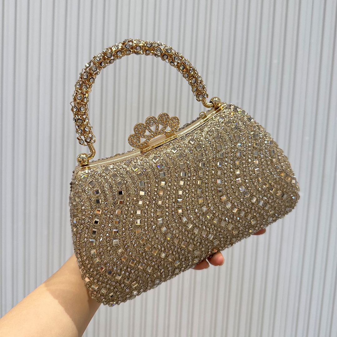 Cross-border buckle diamond-encrusted dinner bag, European and American high-end banquet bag, women's celebrity handbag, shoulder light luxury chain bag