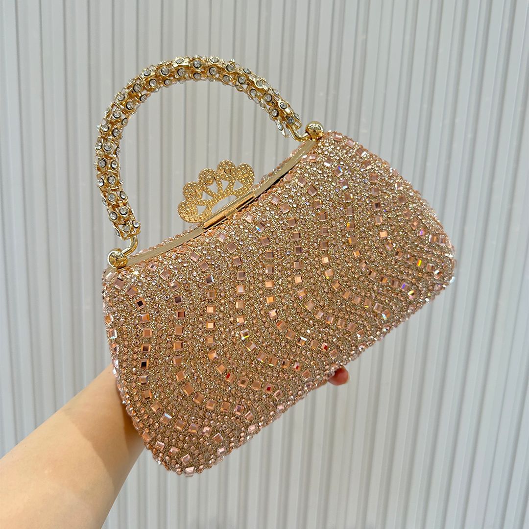 Cross-border buckle diamond-encrusted dinner bag, European and American high-end banquet bag, women's celebrity handbag, shoulder light luxury chain bag