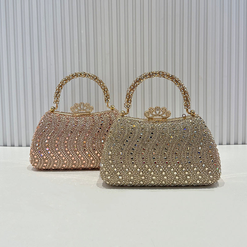 Cross-border buckle diamond-encrusted dinner bag, European and American high-end banquet bag, women's celebrity handbag, shoulder light luxury chain bag