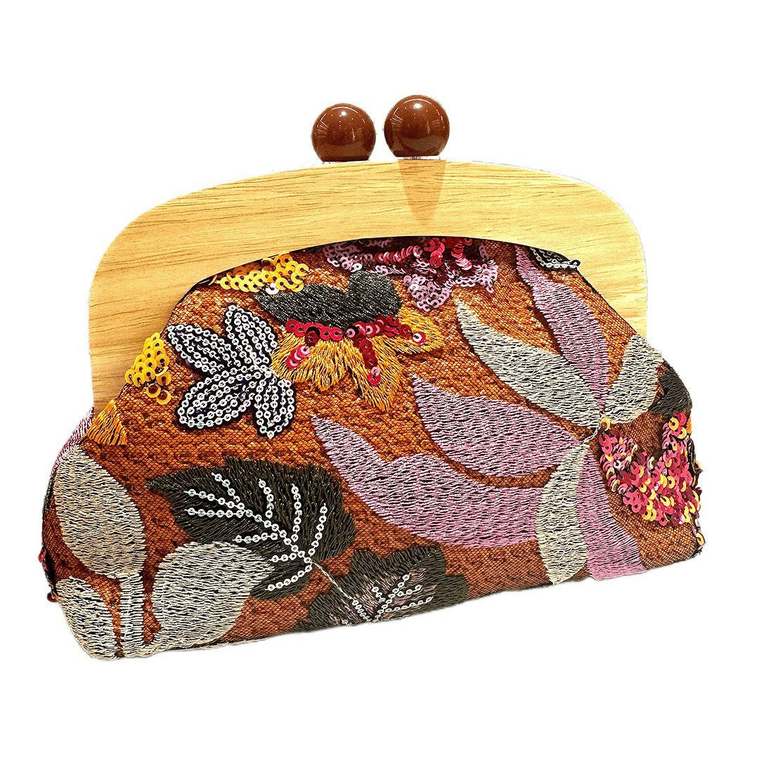 New cross-border hot diamond dinner bag spring and summer high-end large-capacity armpit bag hand-embroidered sequins hand-held straw bag