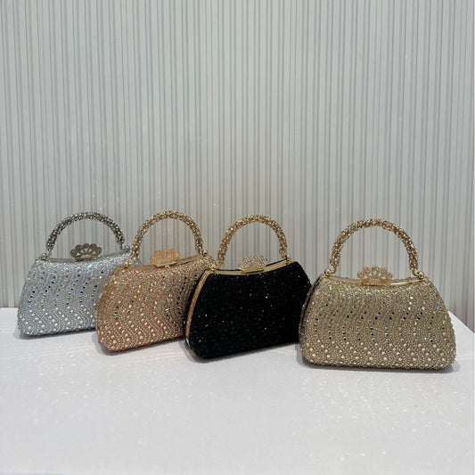 Cross-border buckle diamond-encrusted dinner bag, European and American high-end banquet bag, women's celebrity handbag, shoulder light luxury chain bag
